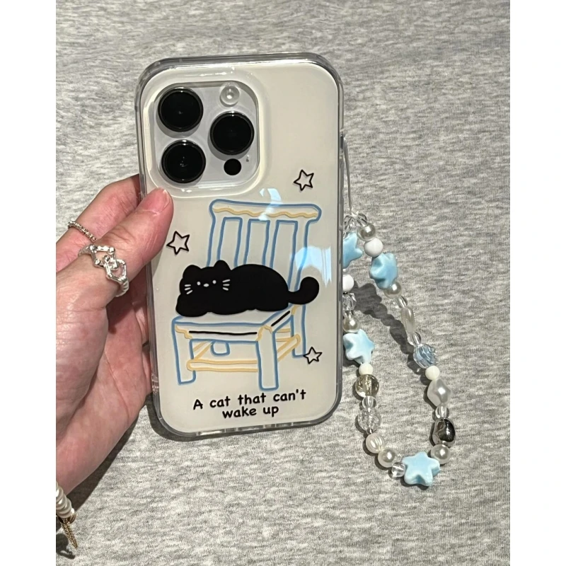 奥菲顿手绘椅子猫咪适用iPhone16大孔手机壳华为vivo小米15oppo套