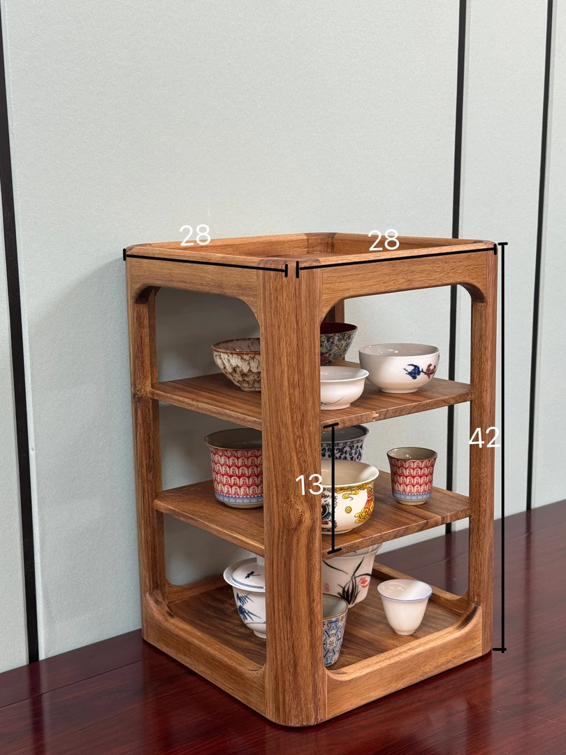 中式柚木玲珑阁创意桌面收纳柜茶具茶壶展示柜置物架