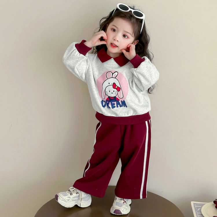 女童卫衣套装2025春秋季新款卡通儿童春装小女孩休闲服装两件套潮