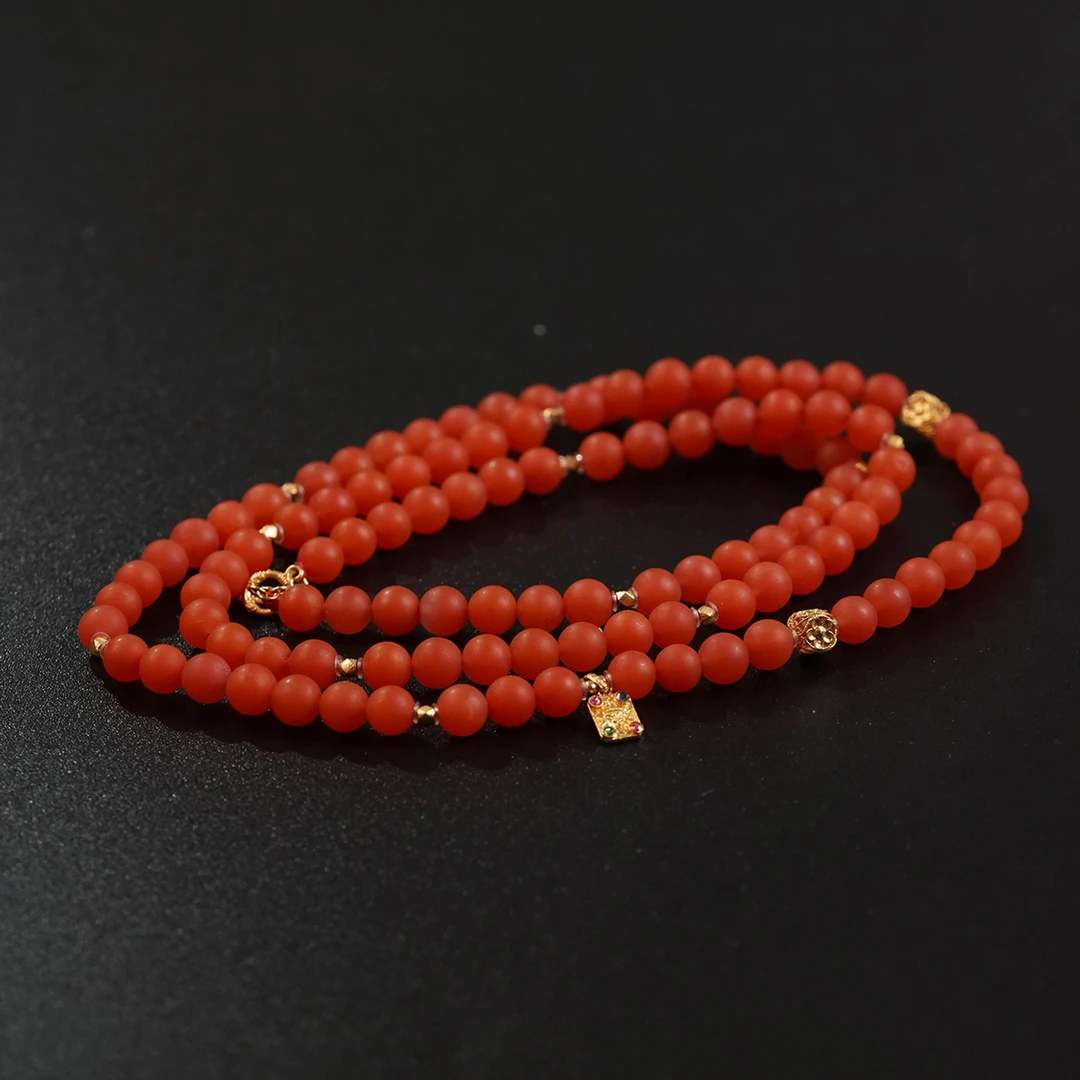 【凤鸣珠宝】天然原矿保山磨砂料18K镶典藏级项链 X-8 6MM+