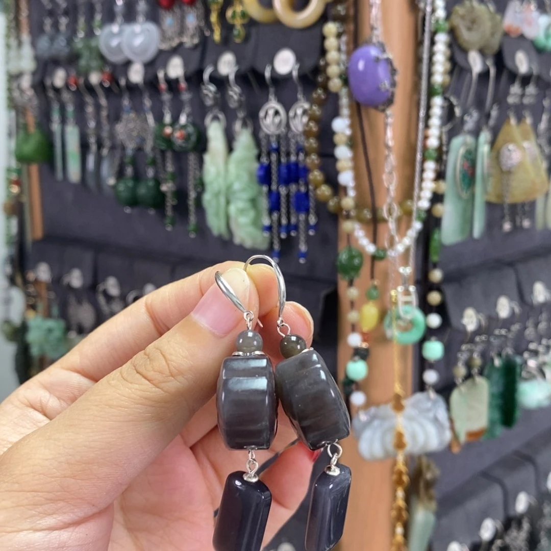 和田玉银S925镶嵌耳饰暖***爱X15