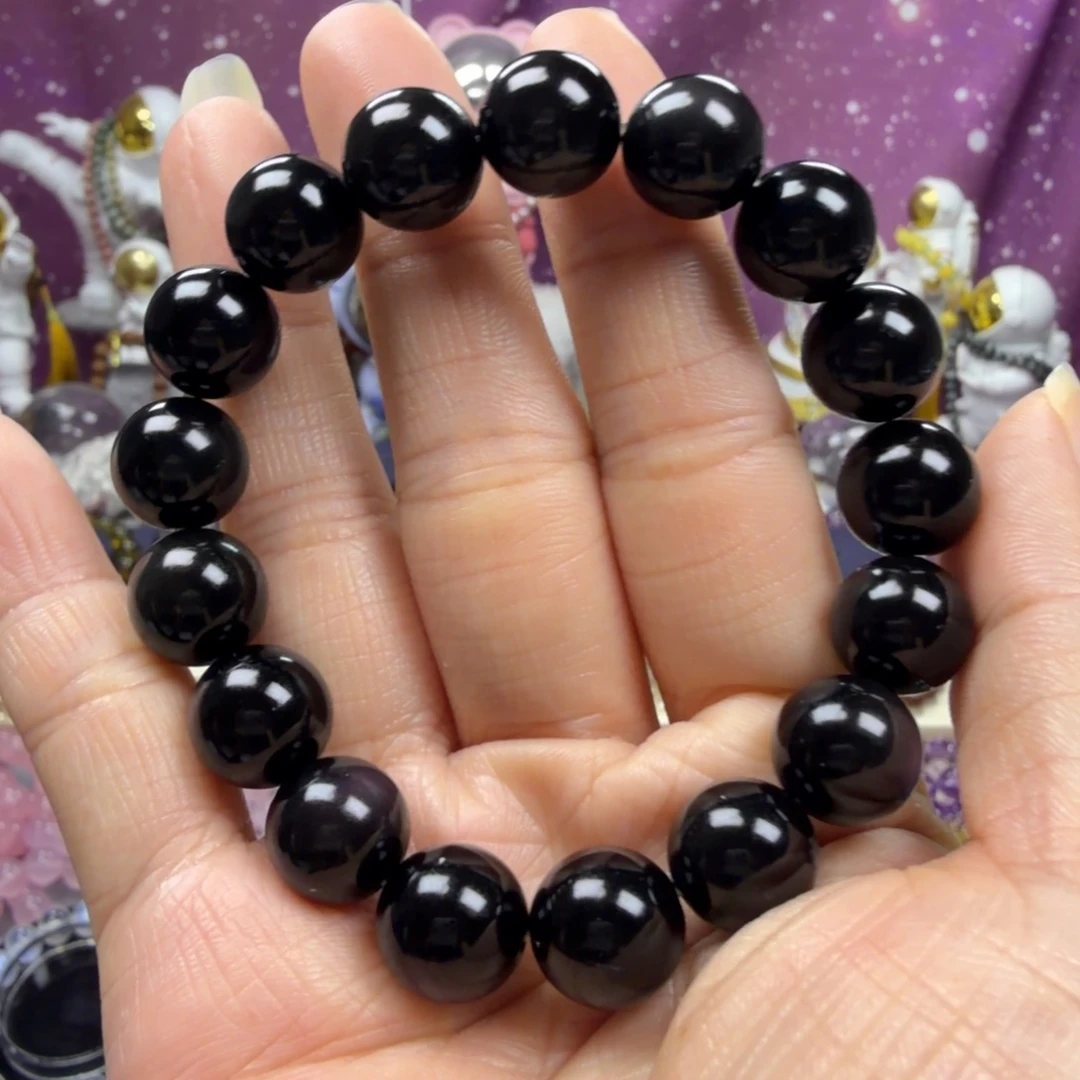 黑曜岩未镶嵌手串彩曜石手串