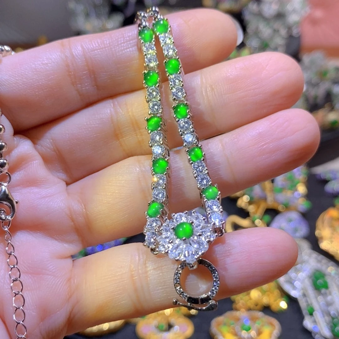 吊坠(不含链)银S925镶嵌翡翠