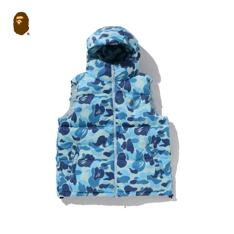 BAPE男装25秋冬猿人金属标迷彩图案连帽马甲310441P
