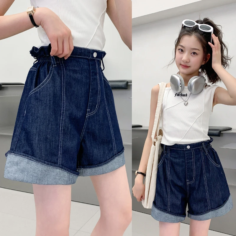 夏装女童牛仔短裤中大童2025新款夏季女孩儿童夏天洋气裤子薄外穿