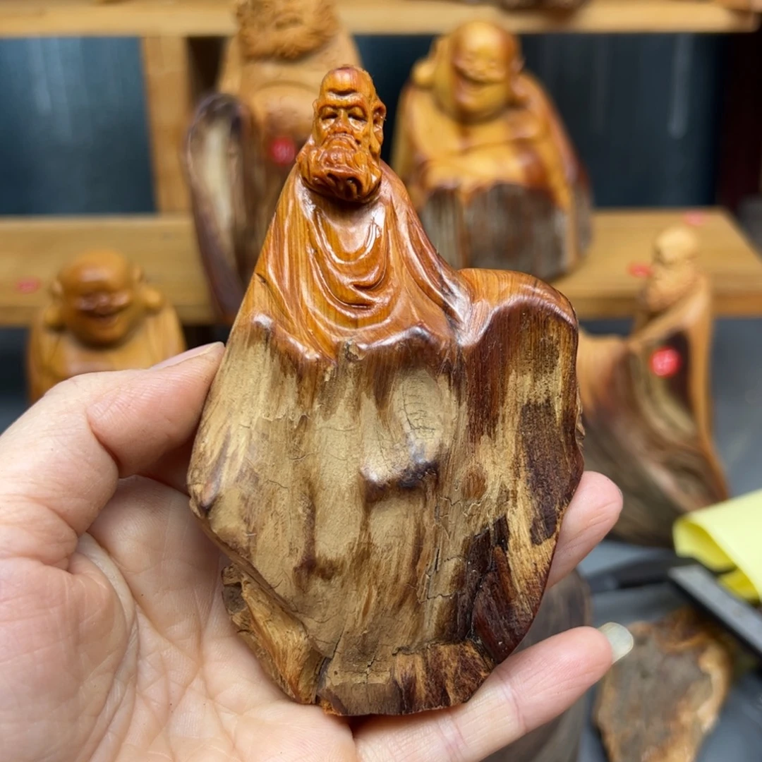 师***面木崖柏木摆件手把件，