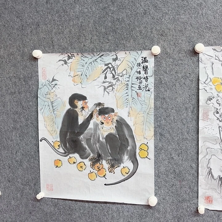 国画温馨绘画作品