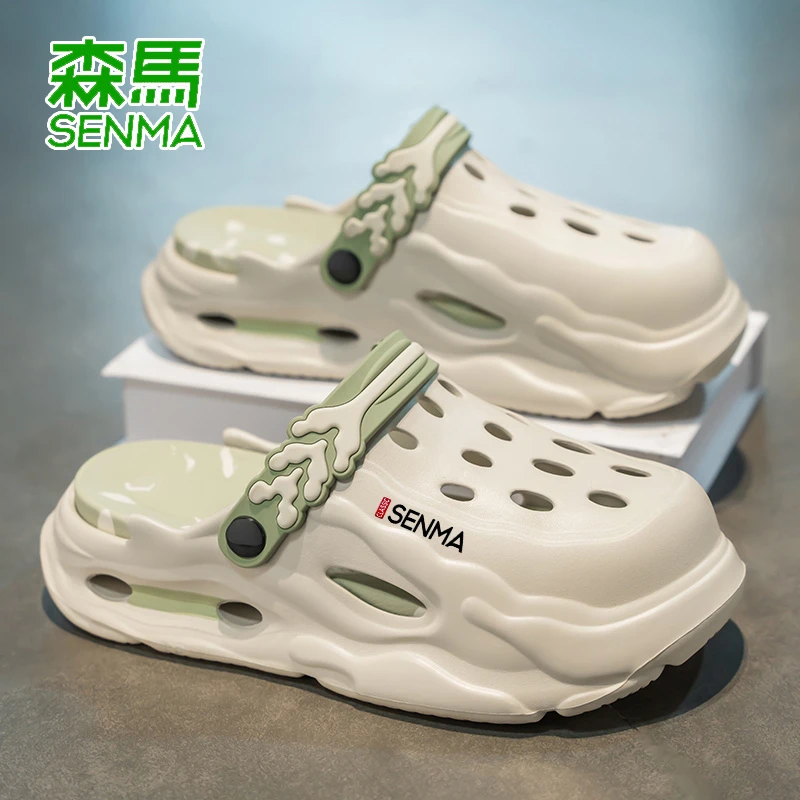 森马洞洞鞋男款夏季外穿防滑防臭包头拖鞋青少年运动厚底沙滩凉鞋