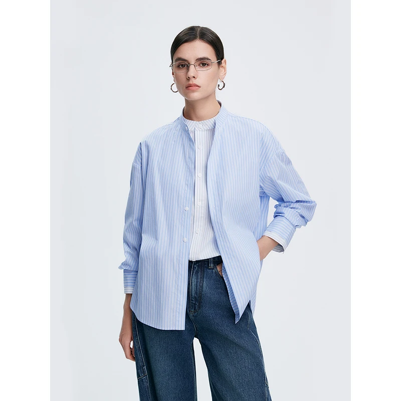 初棉25SS 假两件条纹衬衫363604001