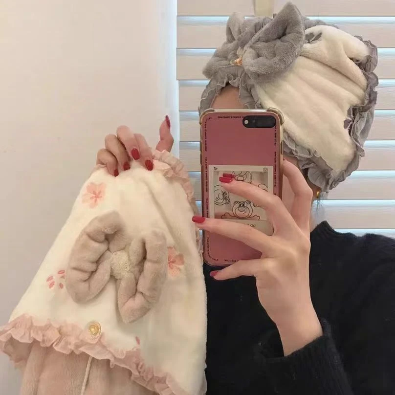 2025年新款干发帽女蝴蝶浴帽超强吸水速干加厚可爱干发巾长发EET