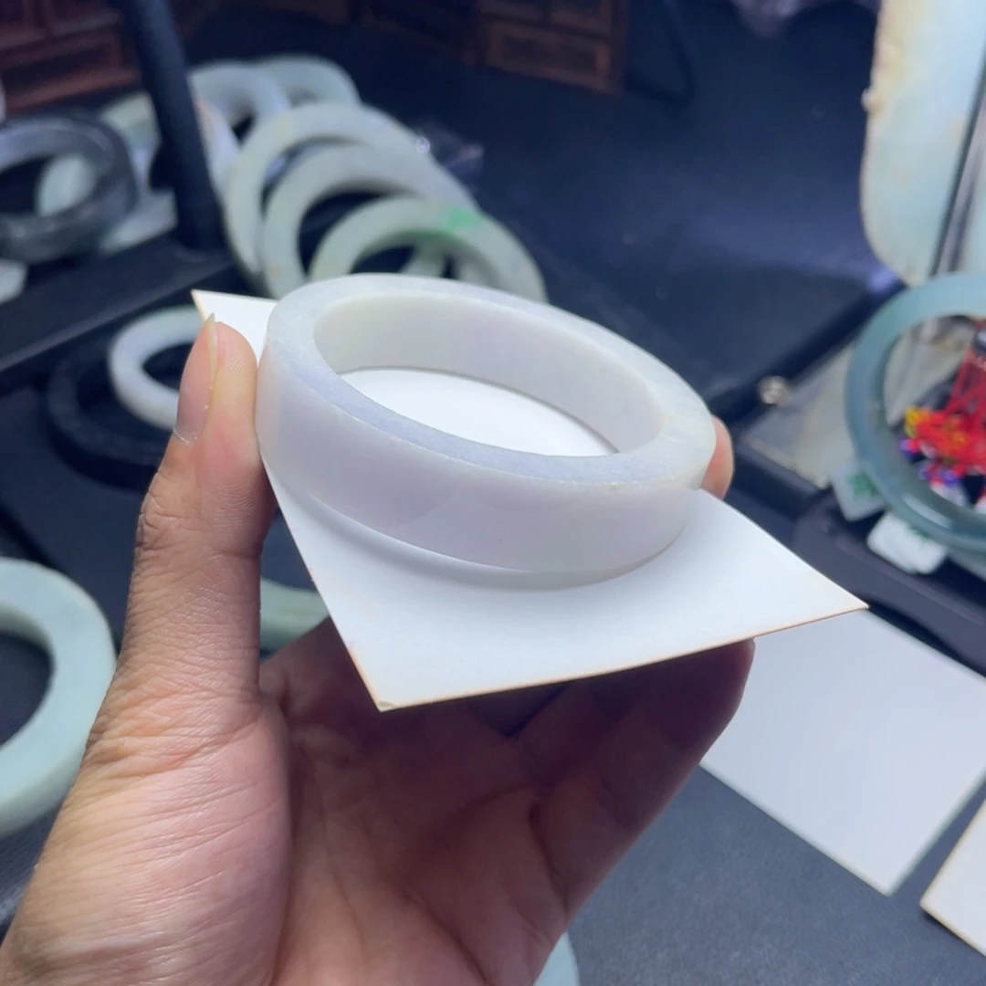 定制翡翠未镶嵌缅甸翡翠手镯缅甸翡翠手镯54正圈淡紫色