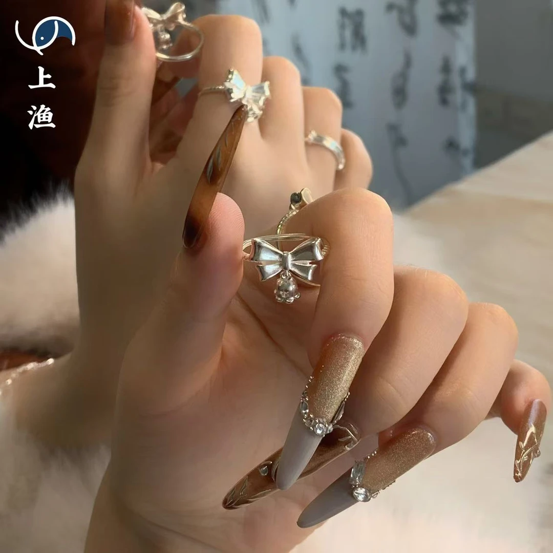 足银戒指 上渔银饰  足银【蝴蝶铃铛戒指】简约百搭款