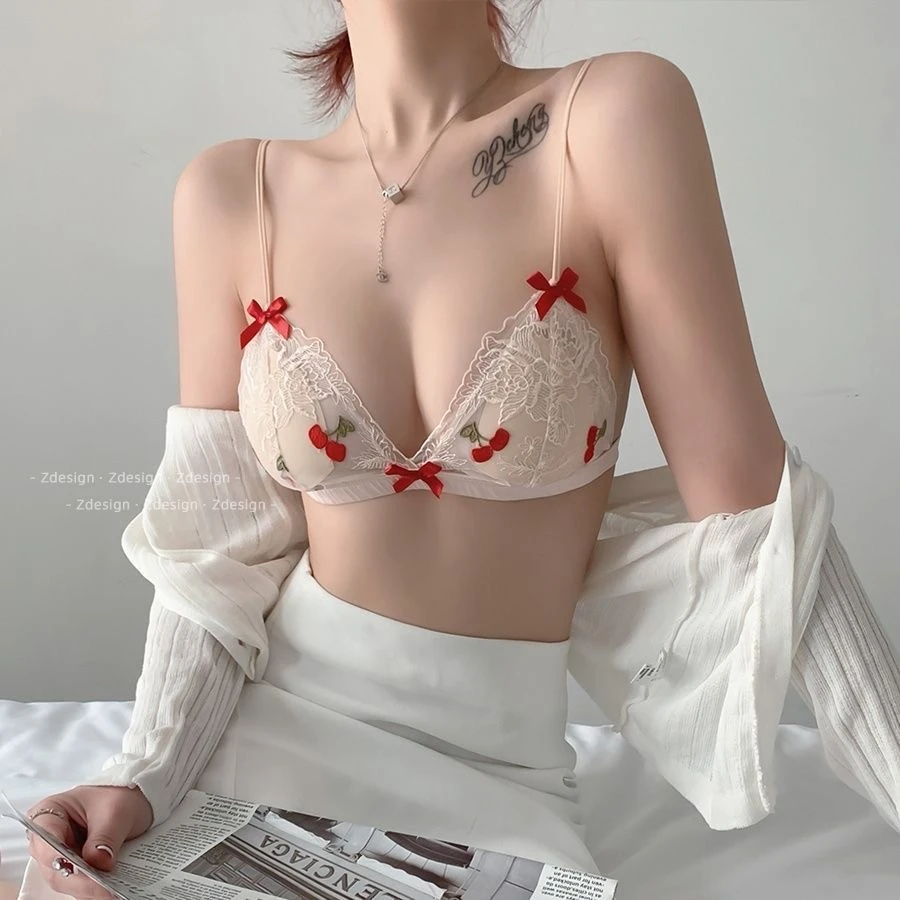 热带甜心法式三角杯薄款夏季美背透气菠萝樱桃文胸罩可爱少女内衣