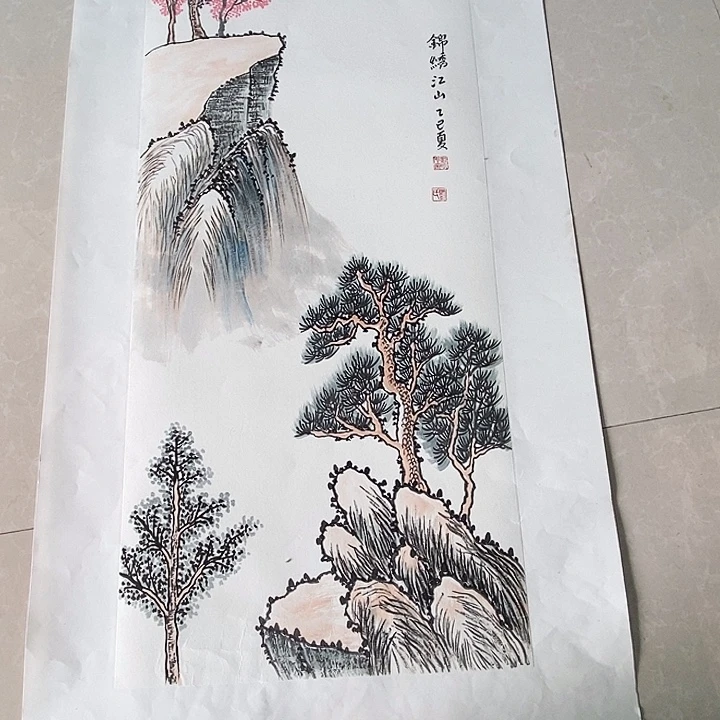 国画四尺四开手绘山水