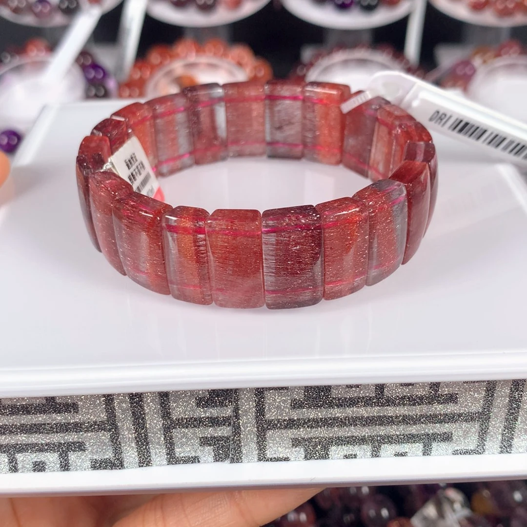 水晶手链未镶嵌稀有色橘红超七