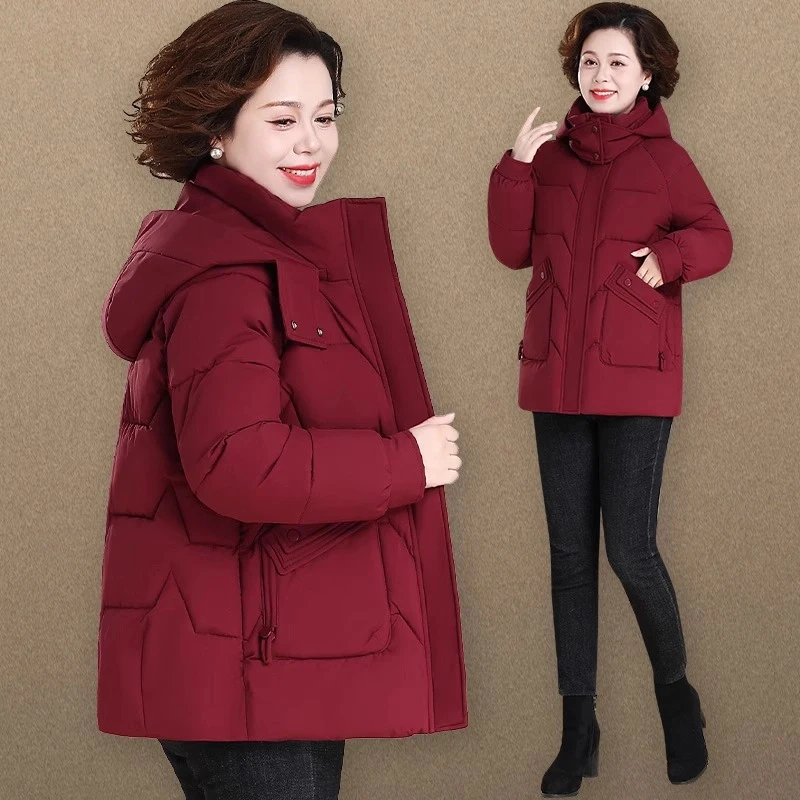 中年妈妈冬季羽绒棉服外套妈妈装女冬装棉衣棉袄洋气本命年衣服