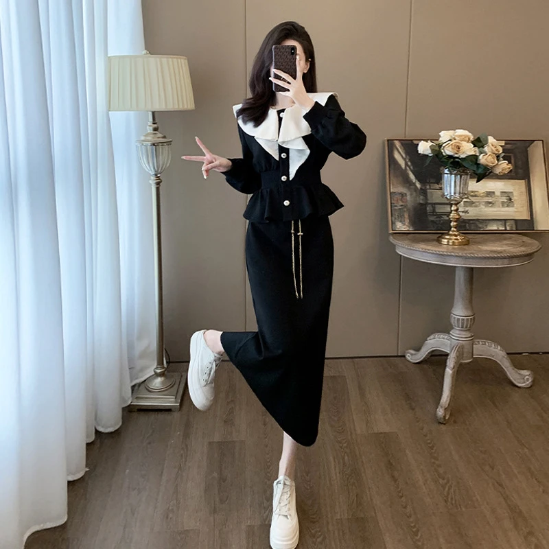 2025春季新款女两件套洋气减龄阔腿裤裙套装高级感运动气质街头潮