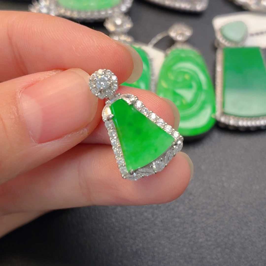 翡翠银S925镶嵌吊坠(不含链)