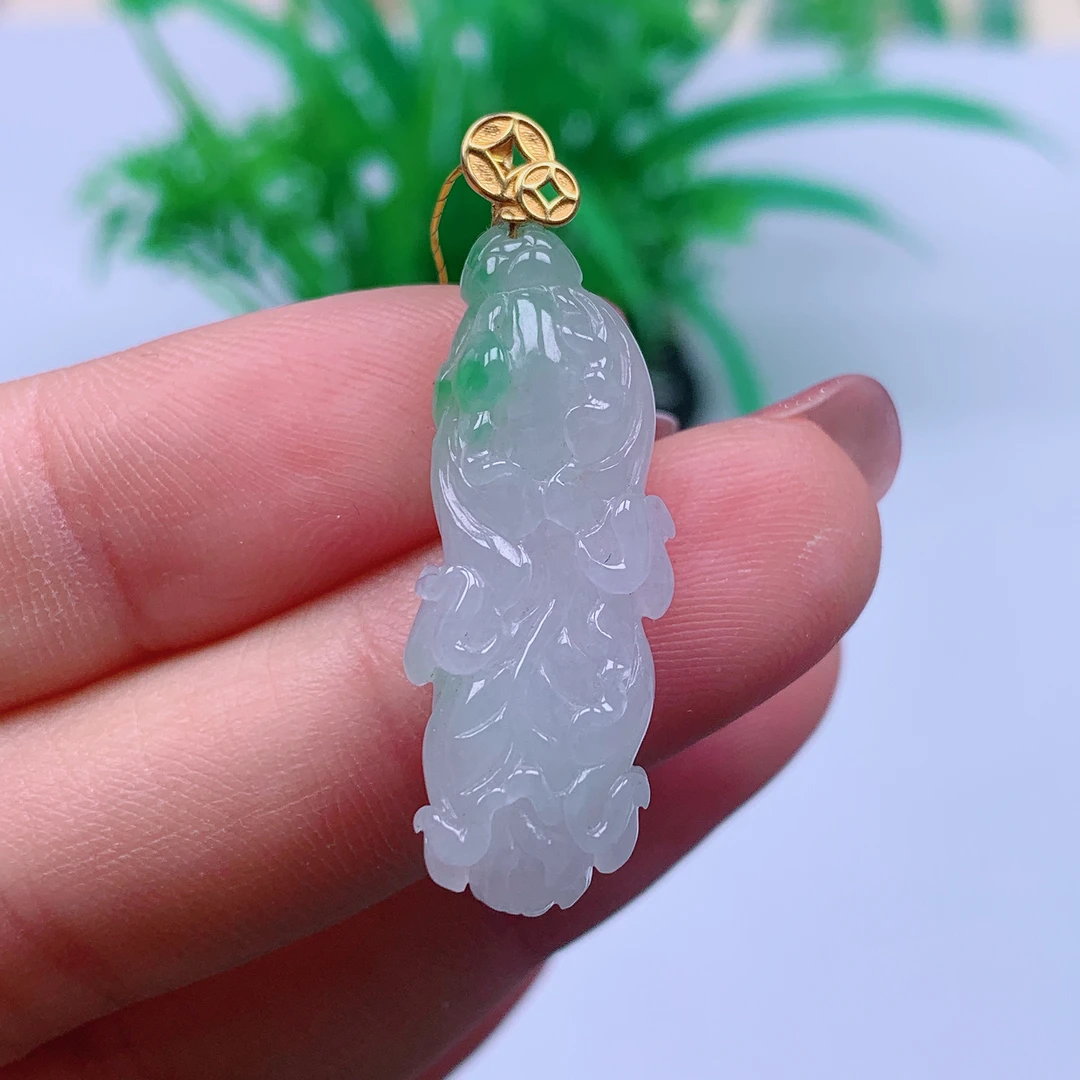 缅甸天然A货翡翠 冰润白菜编号32/223尺寸31.6-11.7-7.1