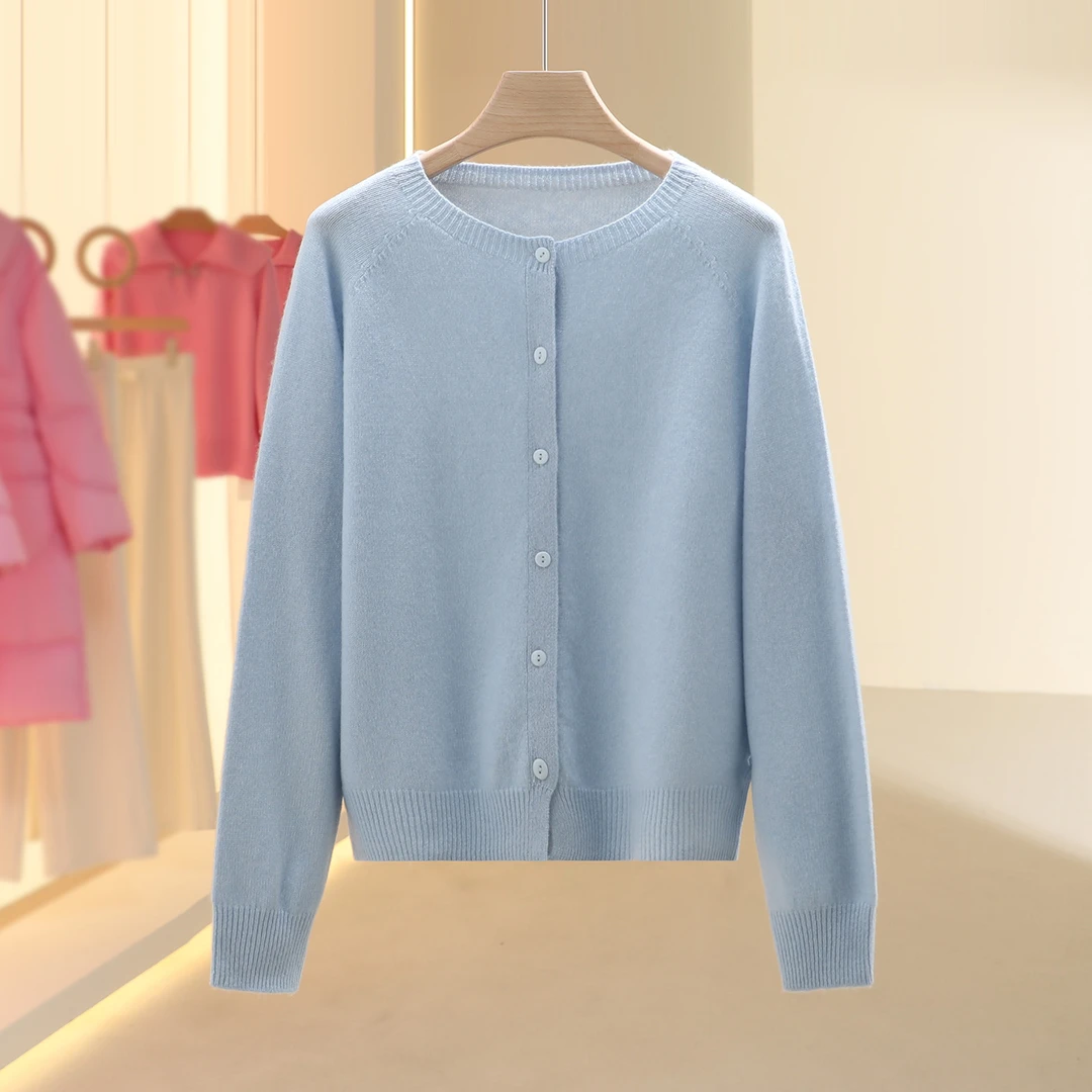 【芙】全羊毛纯色舒适青春活力开衫2025秋季新款今年流行女装