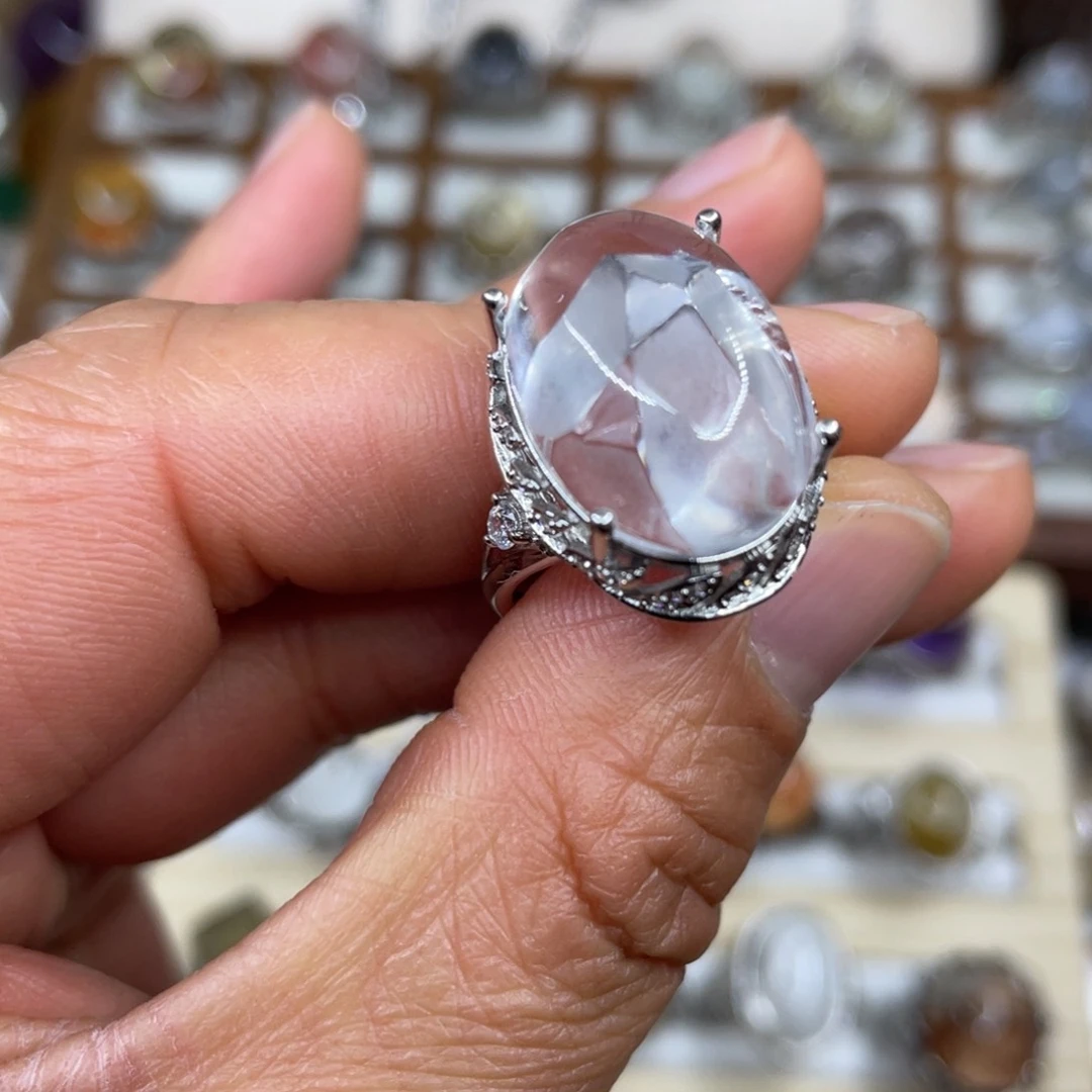 【闪购商品】银S925镶嵌珠宝半成品水晶戒指