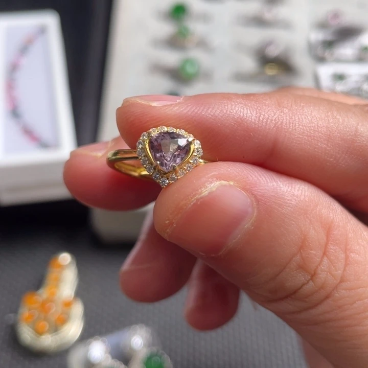 戒指尖晶石银S925镶嵌缅甸天然尖晶石
