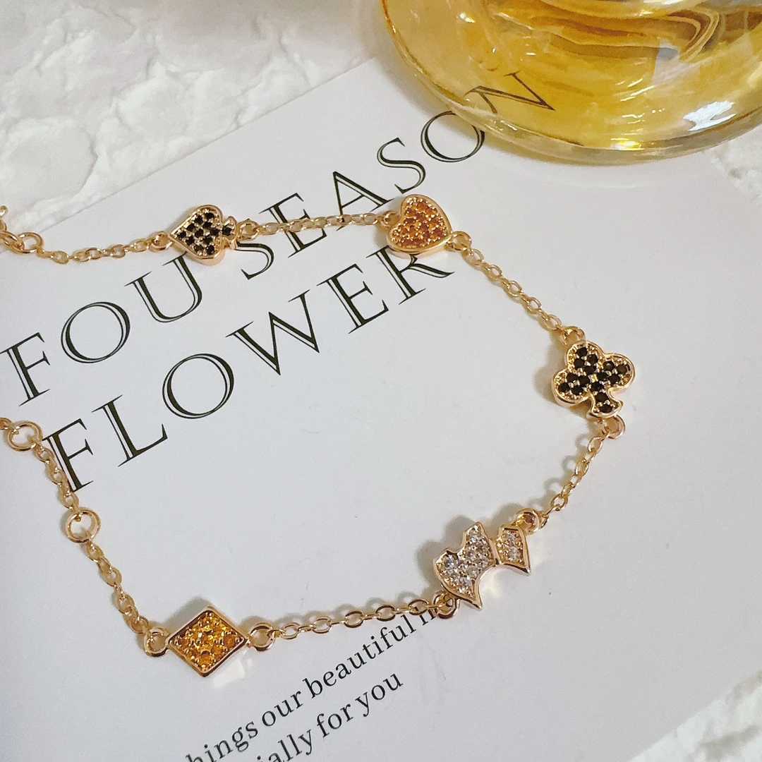 铜合金合成锆石手链 6012 满钻微镶小狗手链