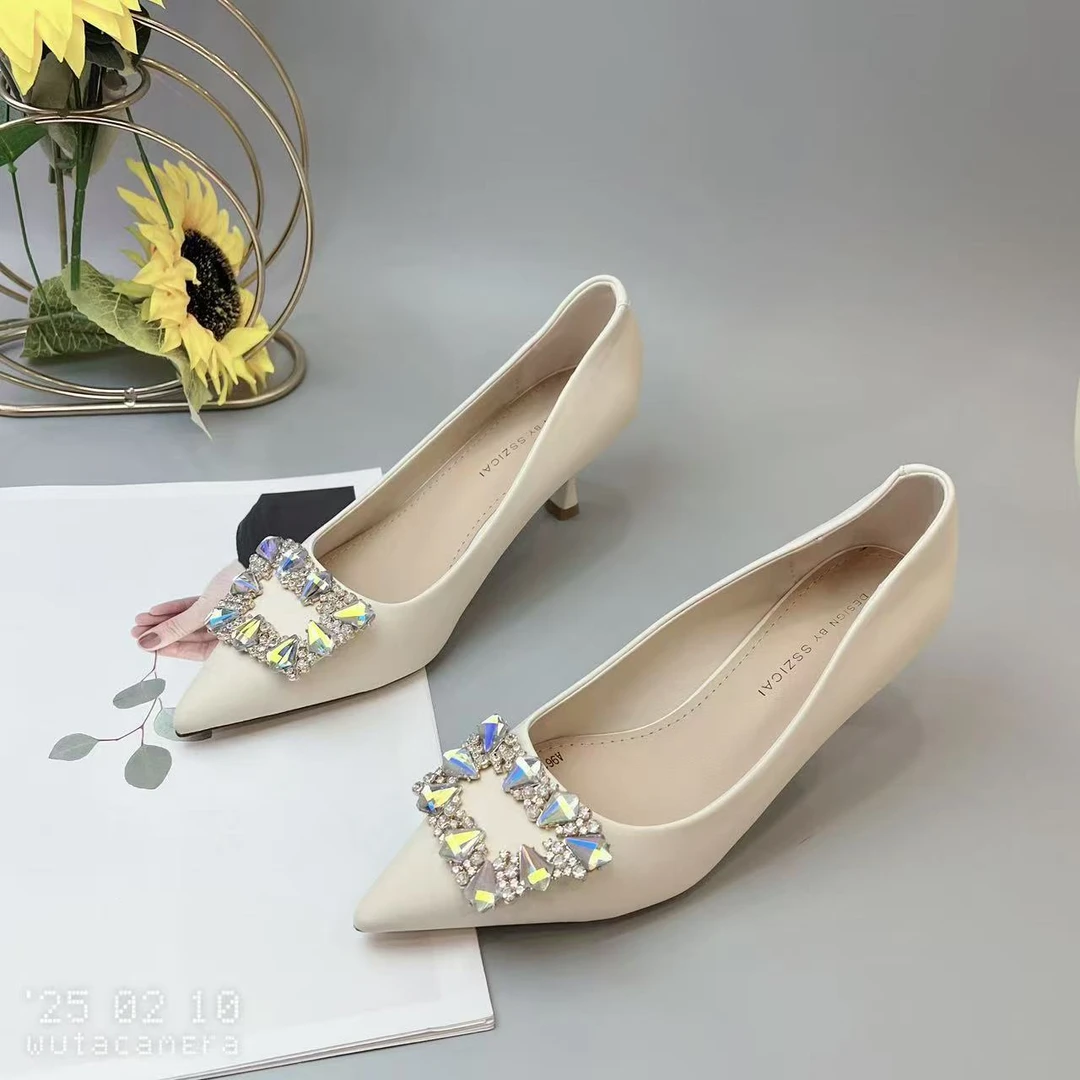 961-21 新款法式小跟气质细跟尖头百搭单鞋