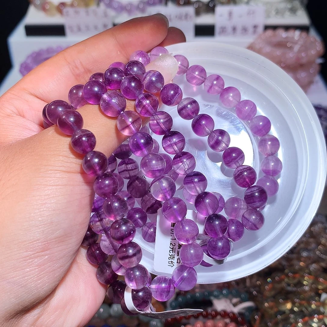 未镶嵌手链水晶千层透体紫萤石8