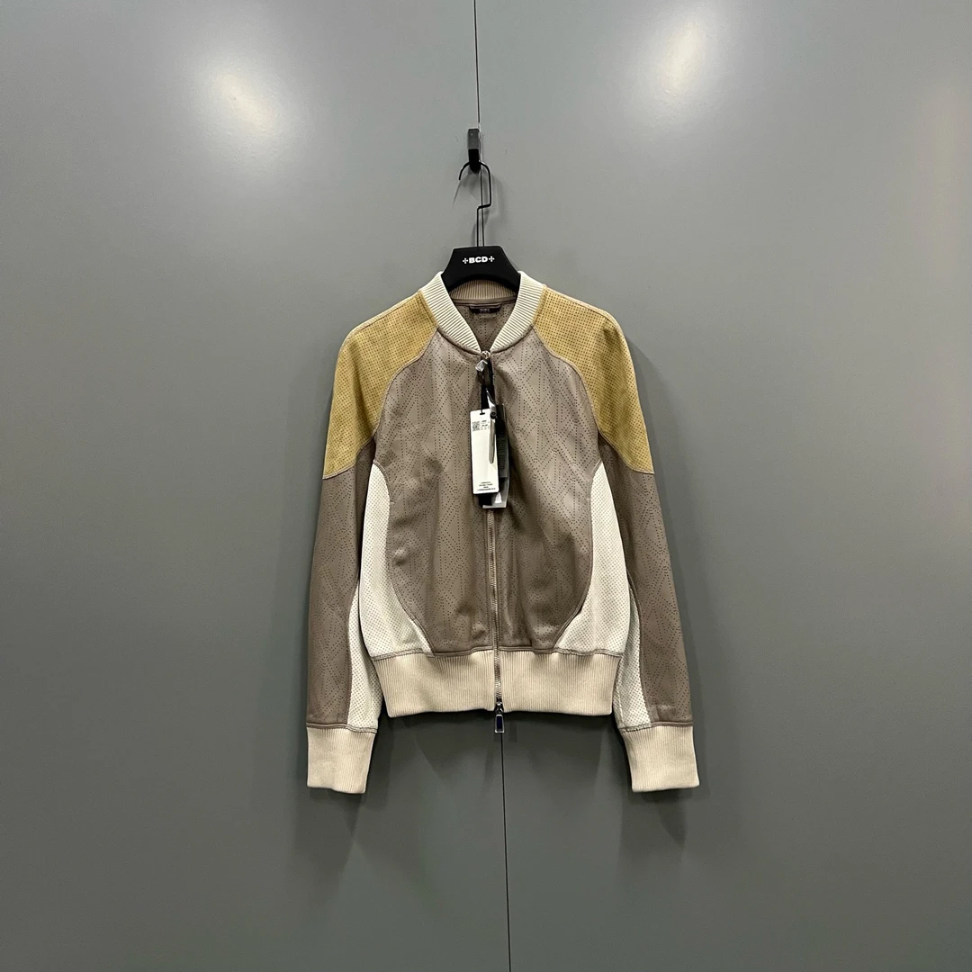 未使用 DIOR/迪奥 yy 拼色镂空CD皮衣夹克 103205