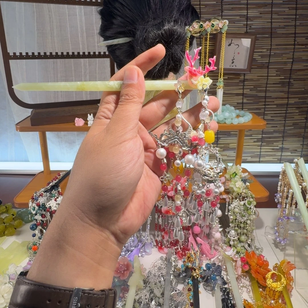 蛇纹石玉合金发饰