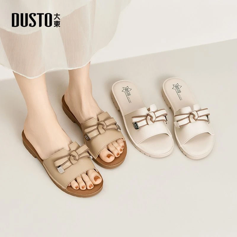 大东居家外穿拖鞋日常休闲百搭女鞋夏季新款蝴蝶结轻便一字拖0234
