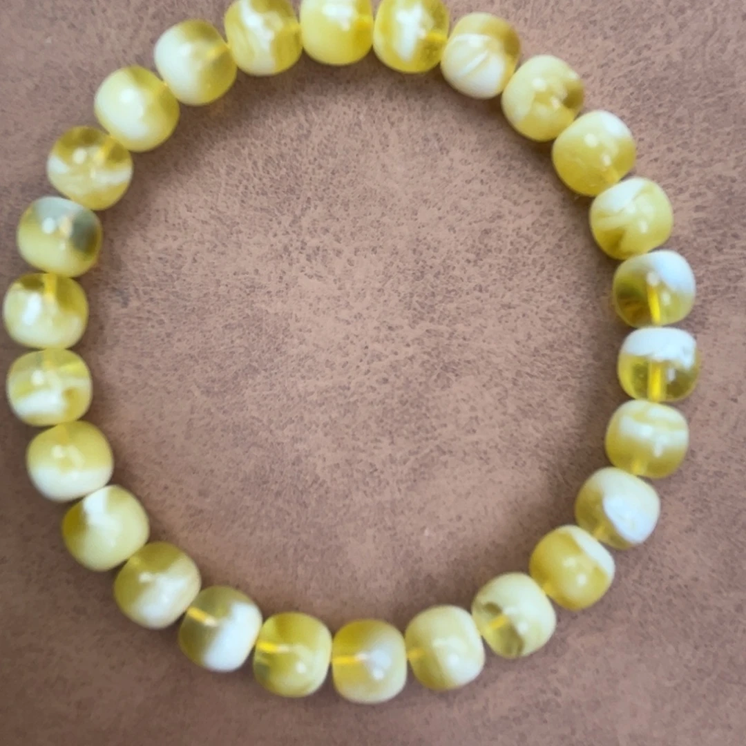 蜜蜡未镶嵌手串纯天然俄料金瓷白极限弧高桩8*7.5腕口17+