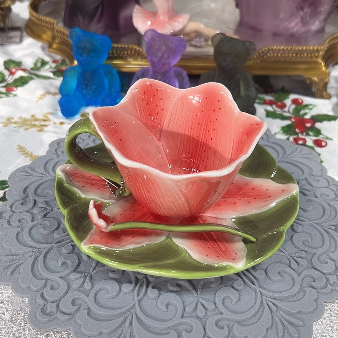 陶瓷0259骨瓷百合花杯碟