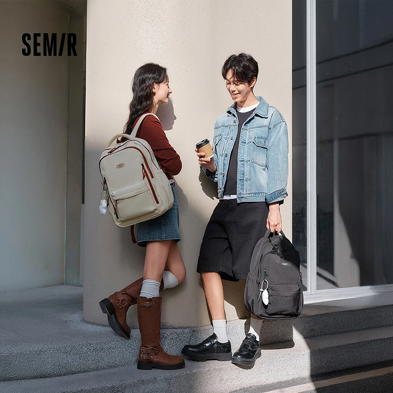 森马双肩包男2025新款大容量旅行背包情侣款美式学院风书包电脑包