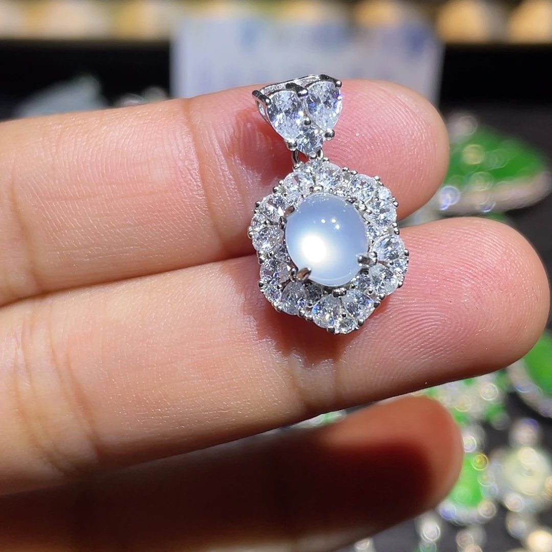 翡翠银S925镶嵌吊坠(不含链)