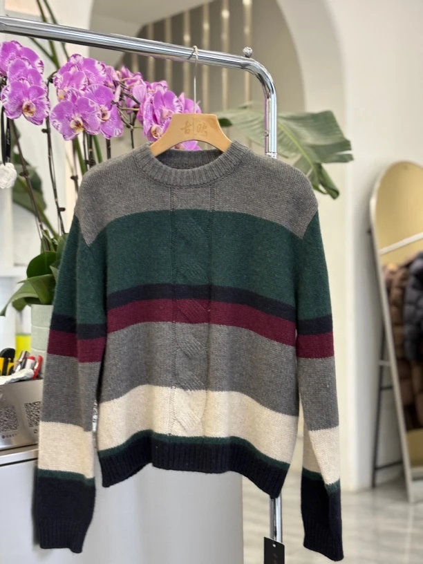 古欧新款毛衣高级拼色787852