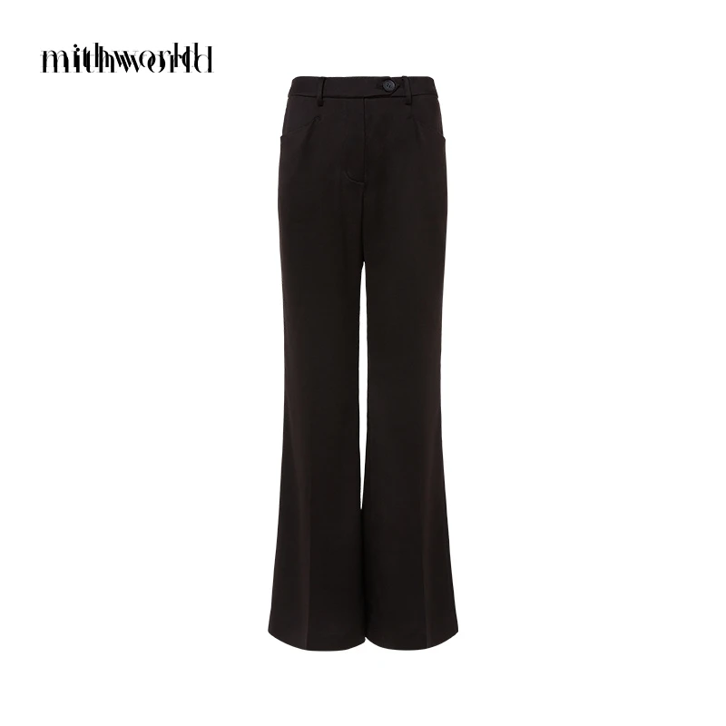 mithworld/沵媞甜酷修身喇叭裤高腰黑色休闲裤W1DST5325B9A