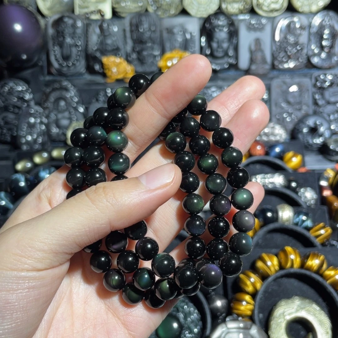 胖***嘟黑曜岩未镶嵌手串定制款不退不换