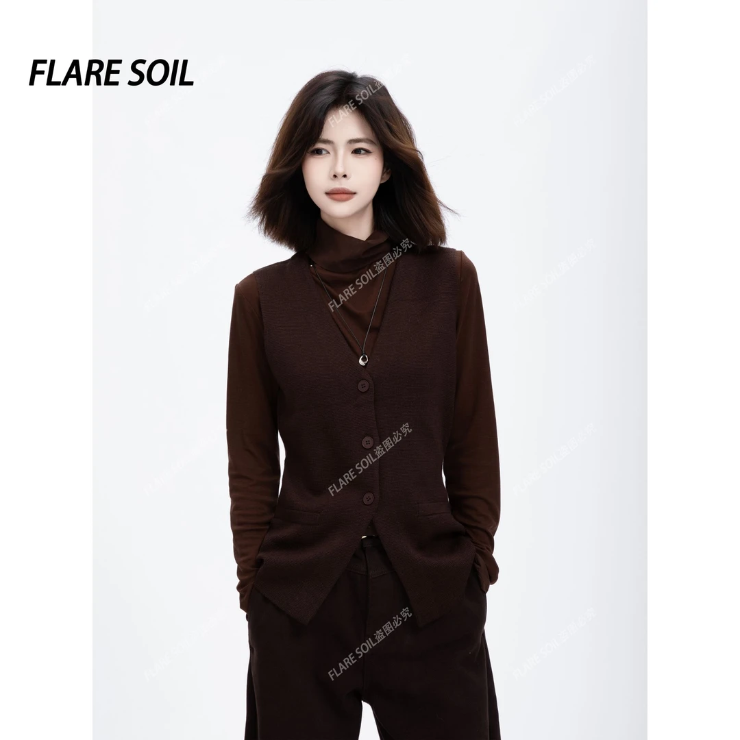 【FLARE SOIL】韩版修身法式秋装搭配无袖毛衣针织马夹上衣 T4731A