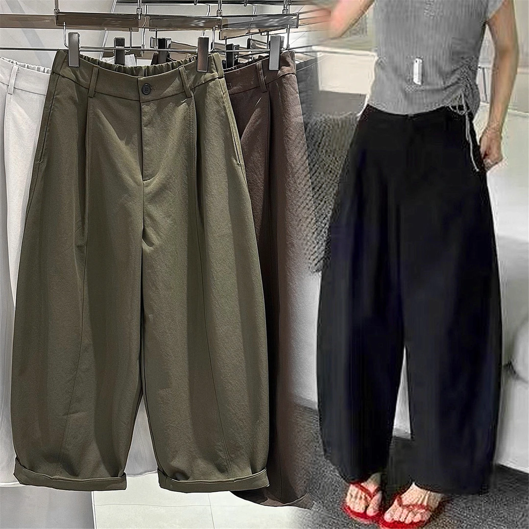 韩系2025早秋简约洋气月亮裤宽松显瘦阔腿休闲裤女加肥百搭气球裤