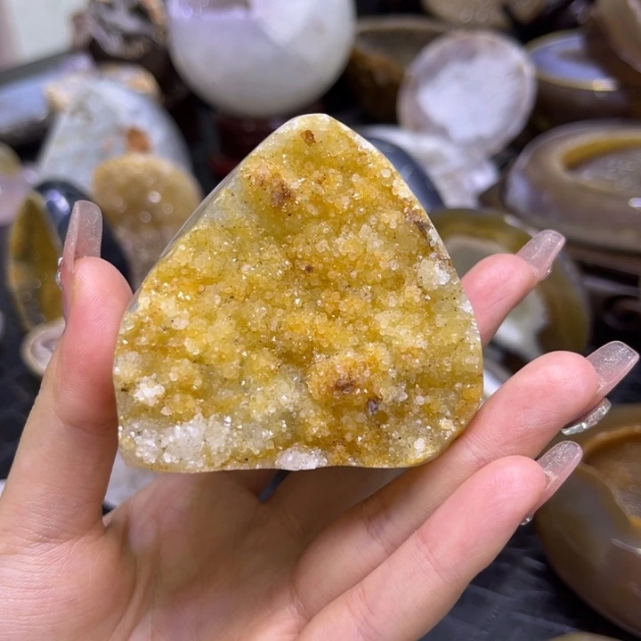 珠宝半成品未镶嵌水晶黄晶簇