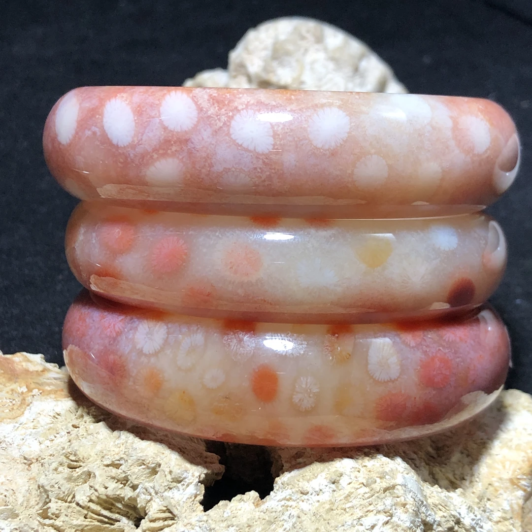 非金属玻璃手镯 100-200专拍手镯全玉化珊瑚纹彩花果冻料天然