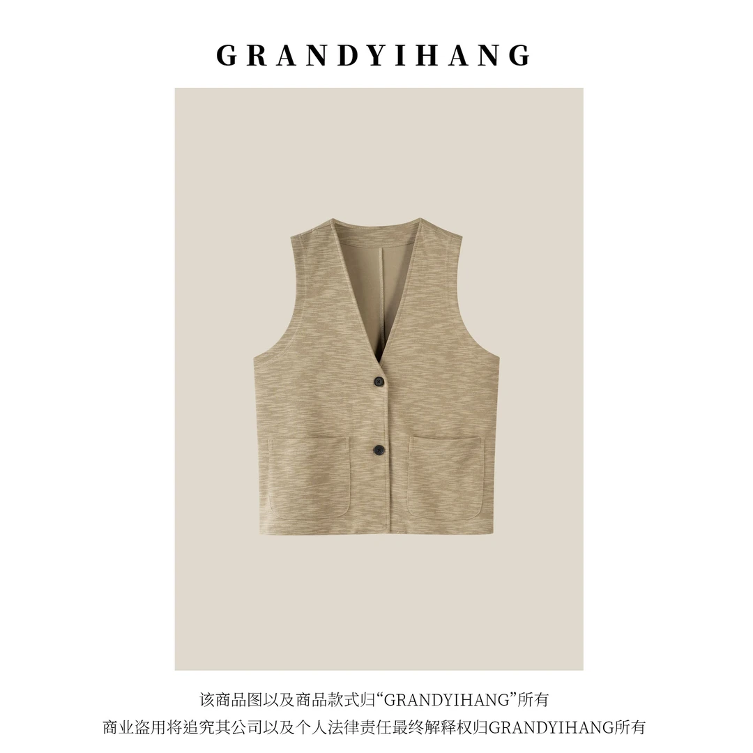 艳姐优选 夏季新款时尚简约百搭开衫马甲23476-A