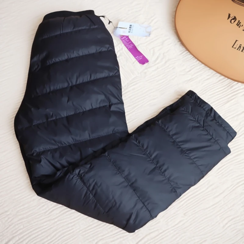 羽绒裤女外穿高腰50岁70岁80岁中老年人宽松加厚直筒100%纯鸭绒裤