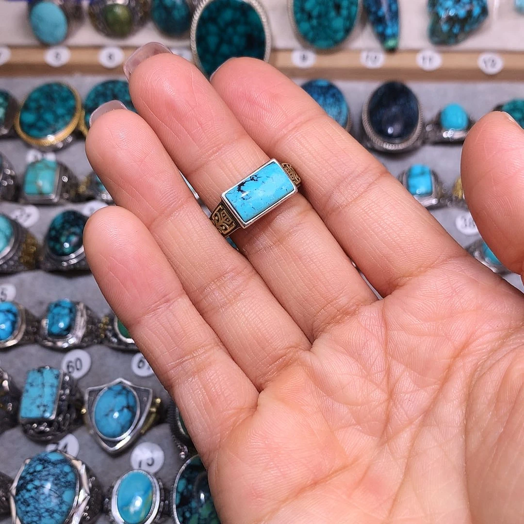 绿松石挂件银S925镶嵌