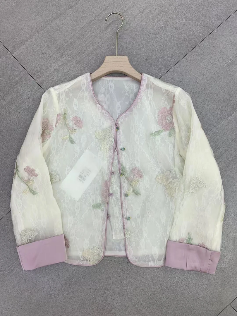 【刘灿私服】828款立体刺绣新中式重工拼接提花国风刺绣小香风外套