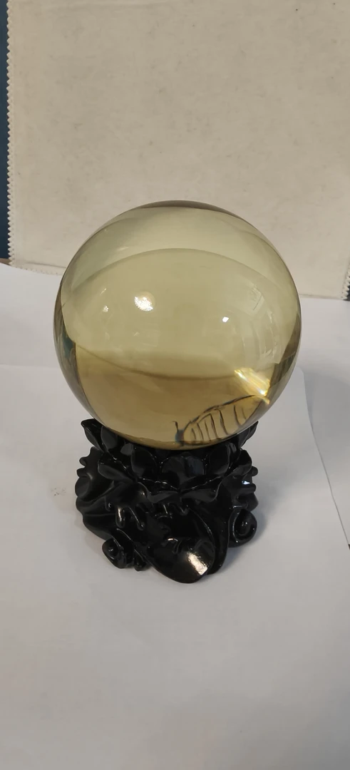 天然水晶球黄卡8满蓝针