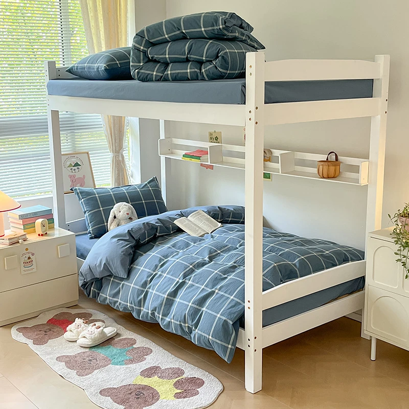 全棉三件套大学生宿舍纯棉床单新款0.9m1.2上下铺单位被套一件发