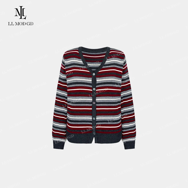 九分逸致  长袖宽松针织衫女秋冬V领休闲气质百搭上衣MY-253255